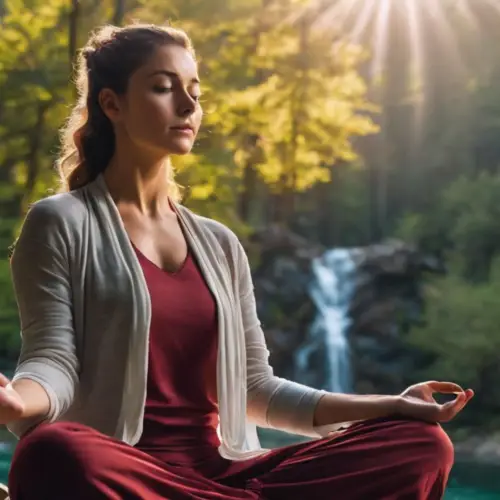 Women sitting peacefully depicting she no longer has anger