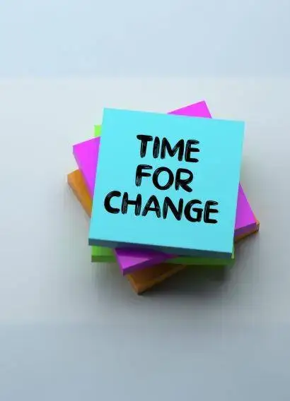 Time for change written on sticky note pad. Bloom Hypnotherapy & Counselling